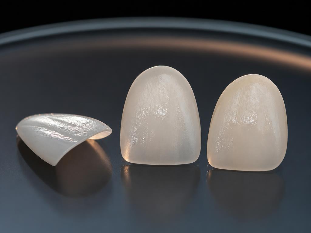 Laminados cerâmicos ultrafinos em dissilicato de lítio sobre superfície escura